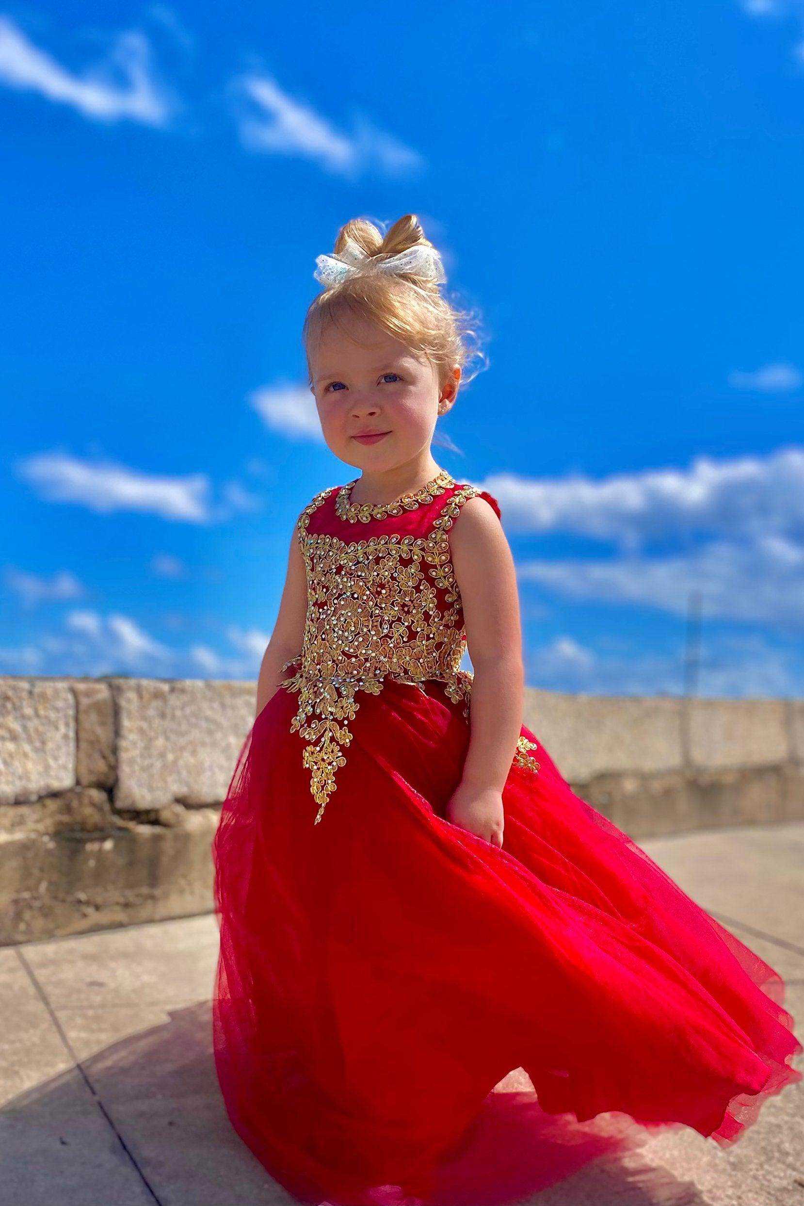 A-Line Floor Length Tulle Lace Flower Girl Dress CF0315 - COCOMELODY